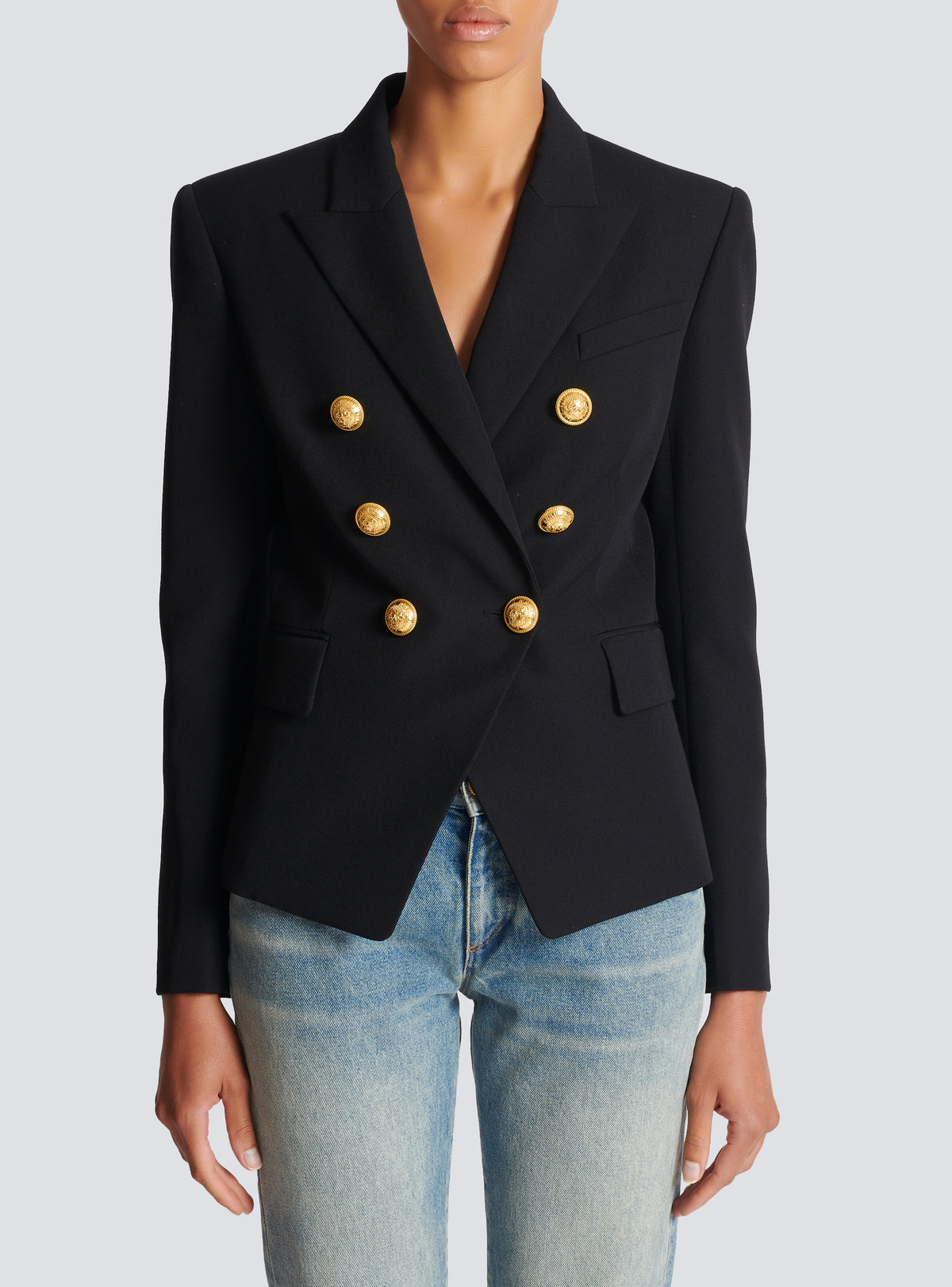 Blazer à double boutonnage en laine - Noir