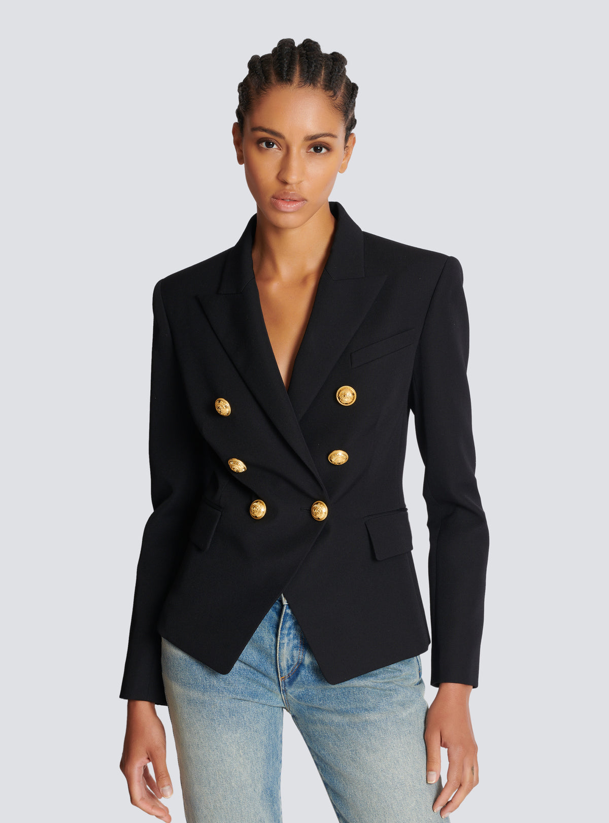 Blazer à double boutonnage en laine - Noir
