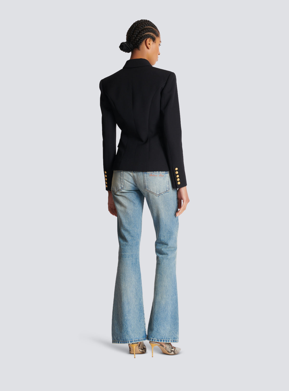 Blazer à double boutonnage en laine - Noir