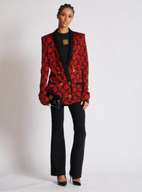 Cardigan à bouton imprimé python - Noir & Rouge