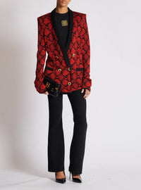Printed button cardigan - Black & Red