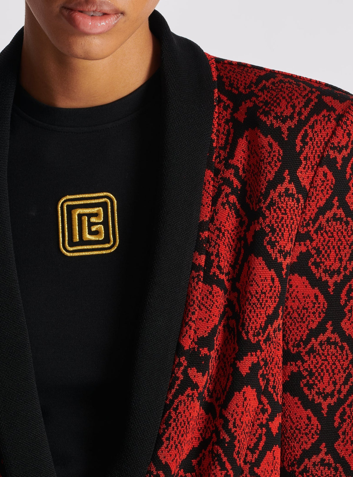 Printed button cardigan - Black & Red