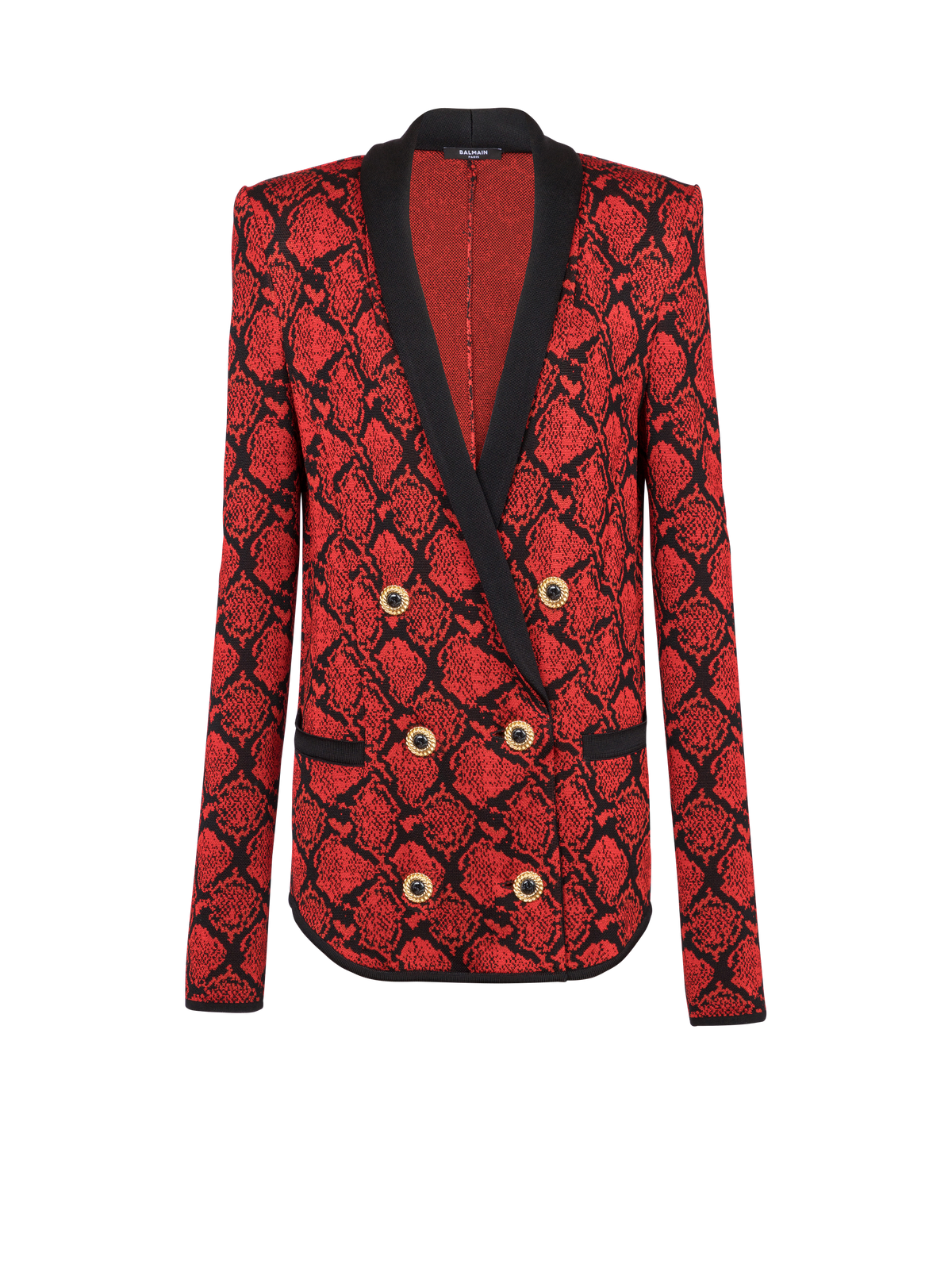 Cardigan à bouton imprimé python - Noir & Rouge
