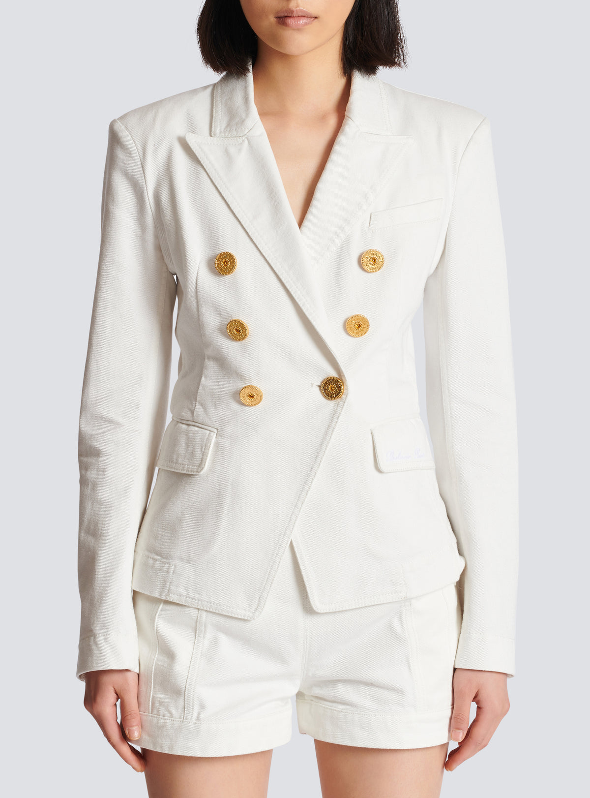 Veste 6 boutons en denim - Blanc