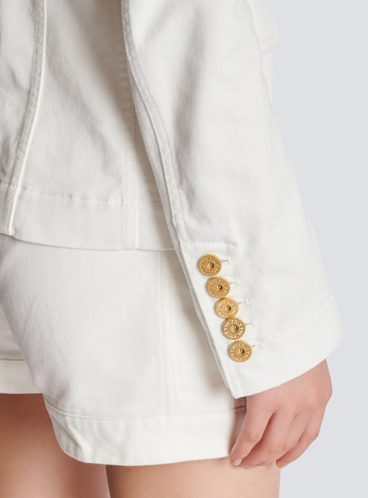 Veste 6 boutons en denim - Blanc