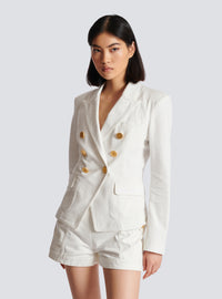 Veste 6 boutons en denim - Blanc