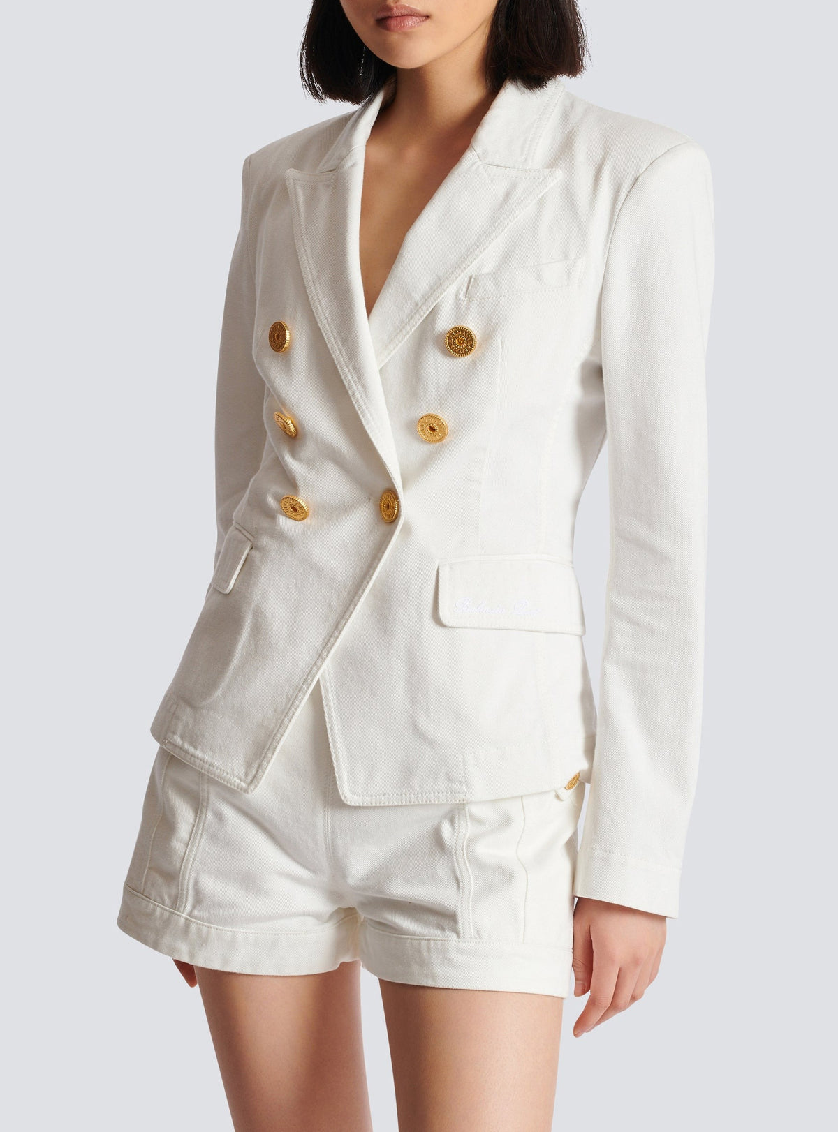 Veste 6 boutons en denim - Blanc