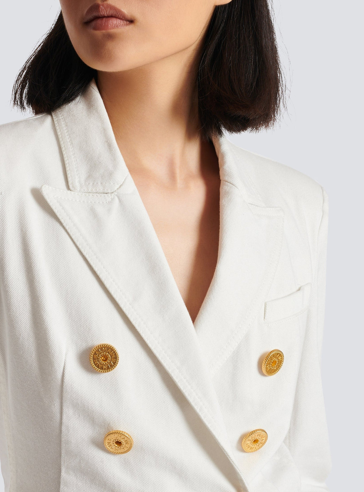 Veste 6 boutons en denim - Blanc