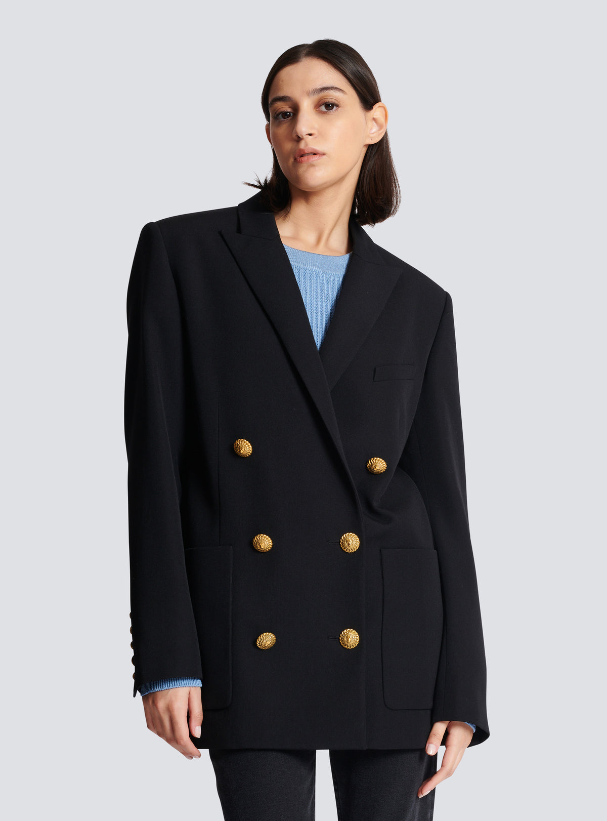 Veste 6 boutons en laine - Noir