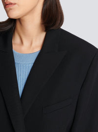 6-button wool jacket - Black