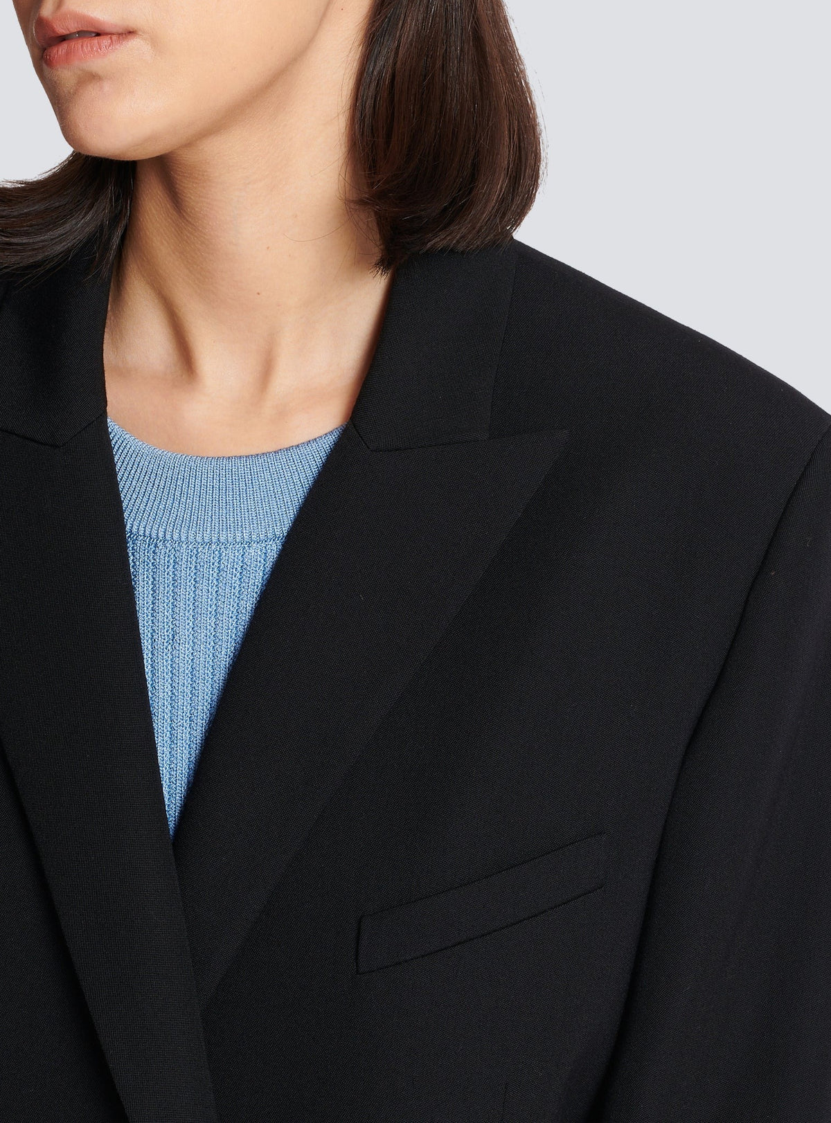 6-button wool jacket - Black