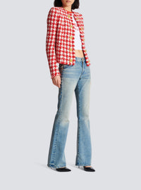 Houndstooth tweed jacket - Red