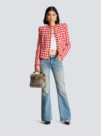 Veste en tweed pied-de-poule - Rouge