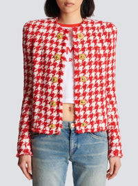 Veste en tweed pied-de-poule - Rouge