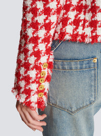 Veste en tweed pied-de-poule - Rouge