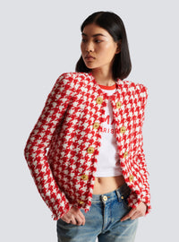 Veste en tweed pied-de-poule - Rouge