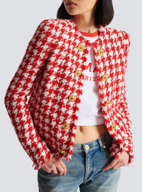 Houndstooth tweed jacket - Red