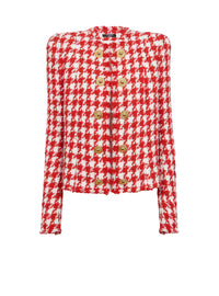 Houndstooth tweed jacket - Red