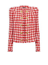 Veste en tweed pied-de-poule - Rouge