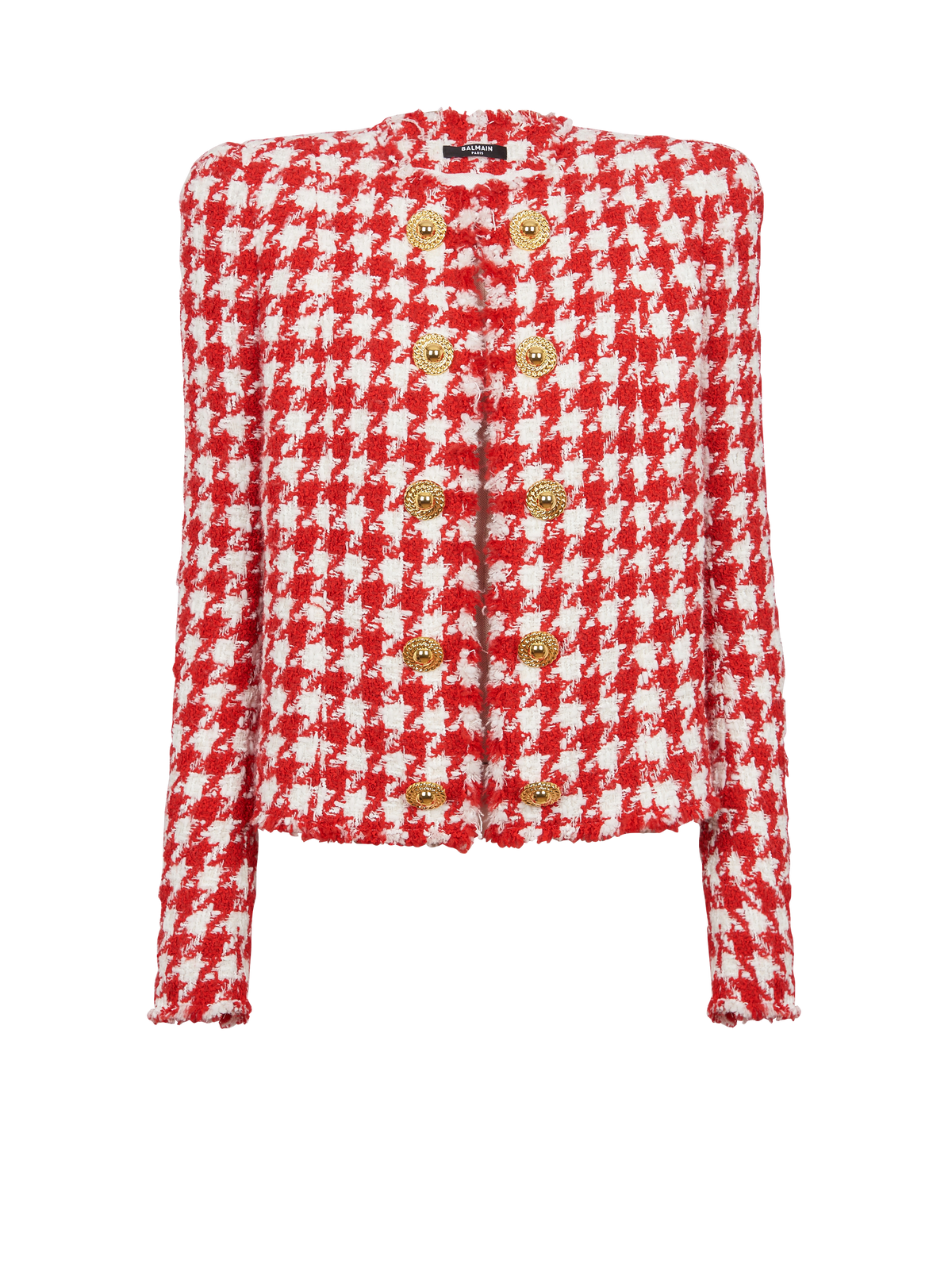 Veste en tweed pied-de-poule - Rouge