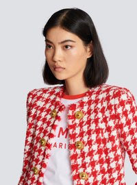 Veste en tweed pied-de-poule - Rouge