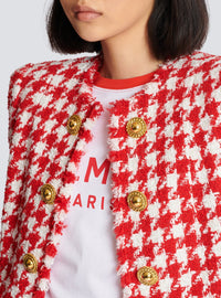 Houndstooth tweed jacket - Red