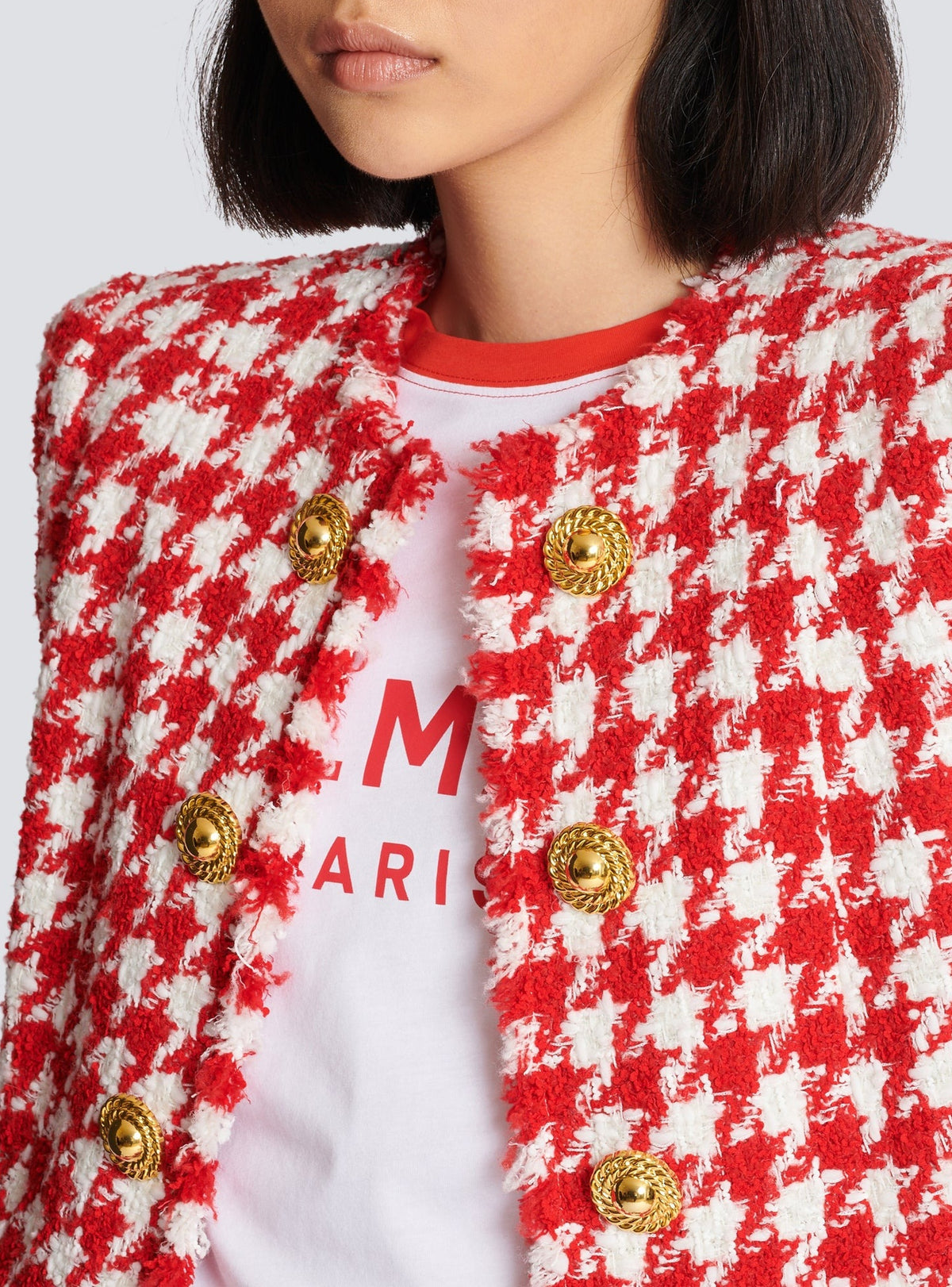 Houndstooth tweed jacket - Red
