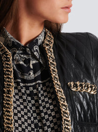 Veste matelassée en cuir matelassé - Noir & Or