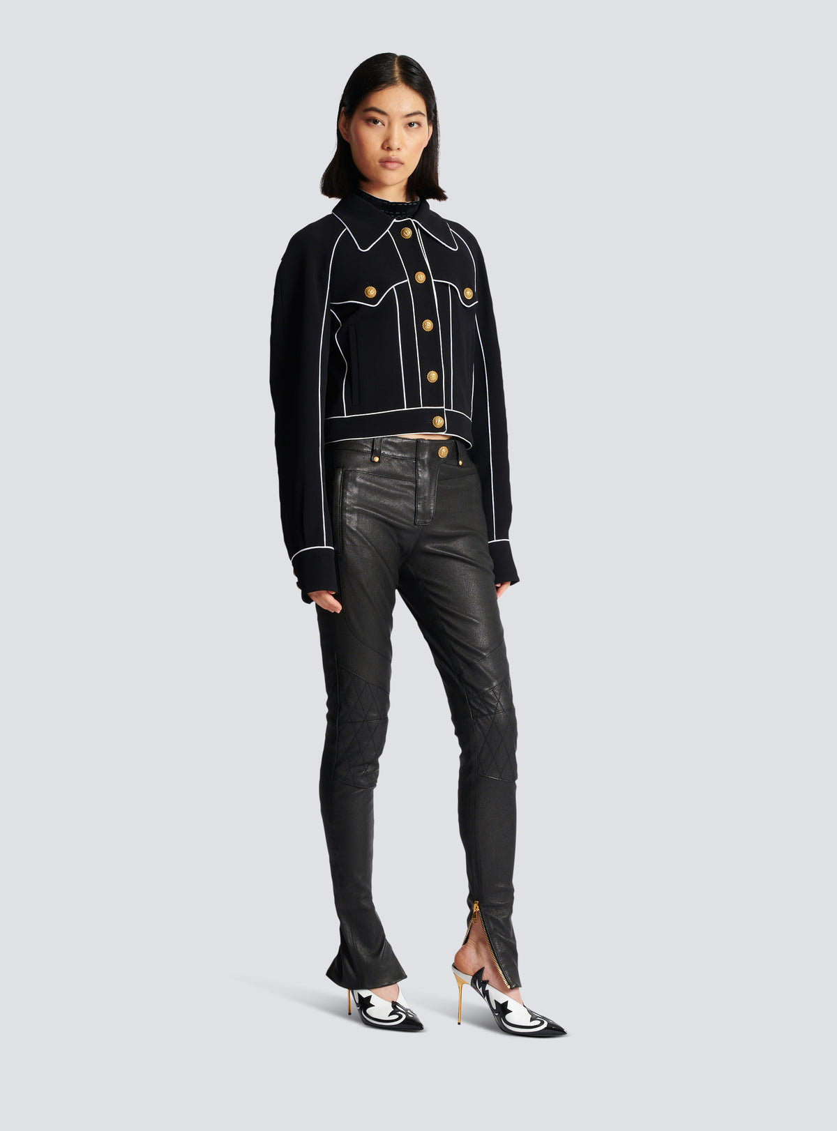 Veste western en crêpe - Noir