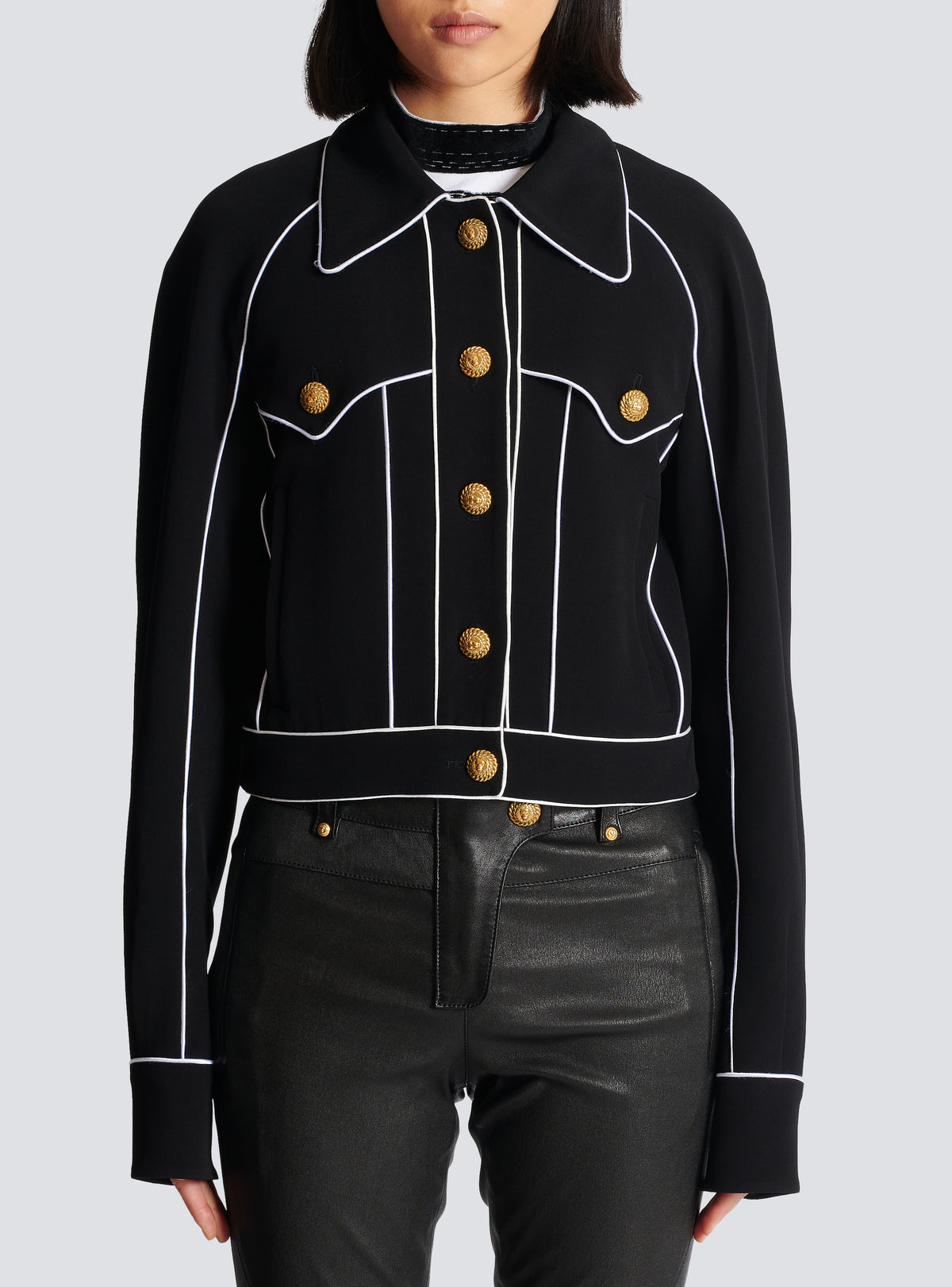 Veste western en crêpe - Noir