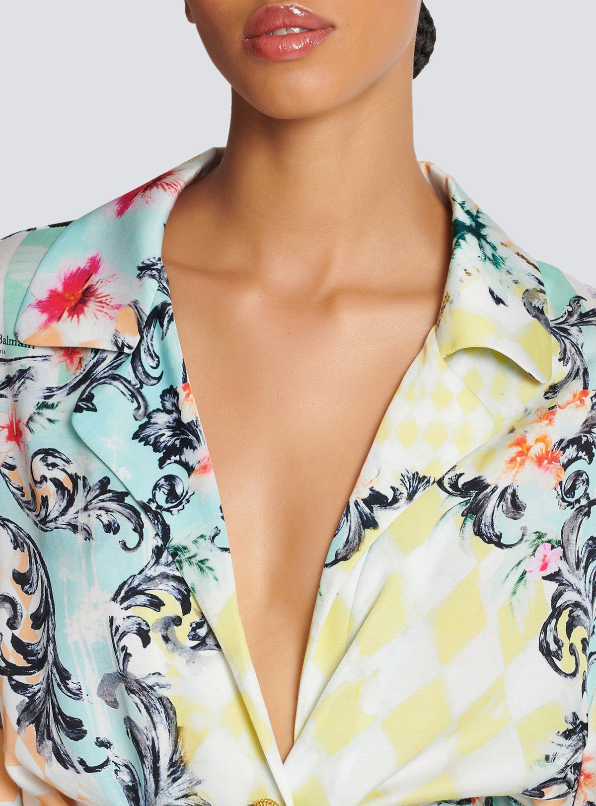 Chemise fluide ceinturée imprimée baroque - Multicolore