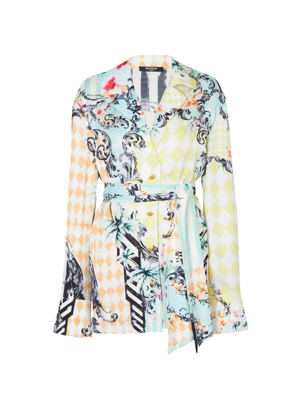 Chemise fluide ceinturée imprimée baroque - Multicolore