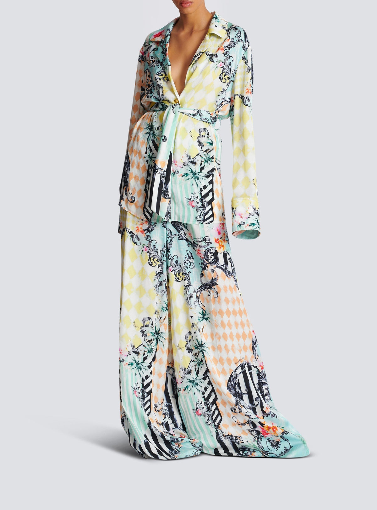 Pantalon palazzo imprimé baroque - Multicolore