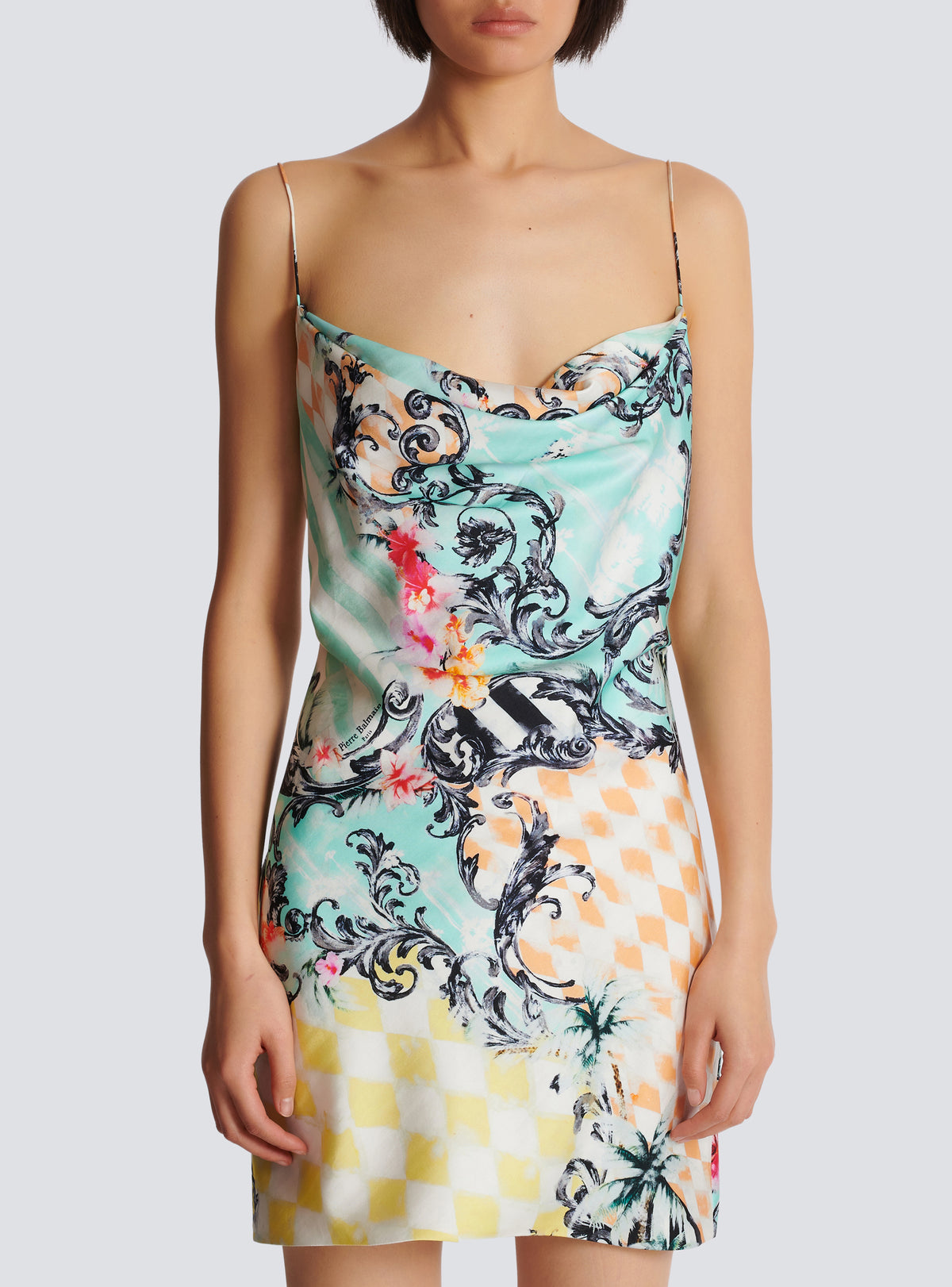 Robe nuisette en satin imprimé baroque - Multicolore