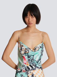 Robe nuisette en satin imprimé baroque - Multicolore
