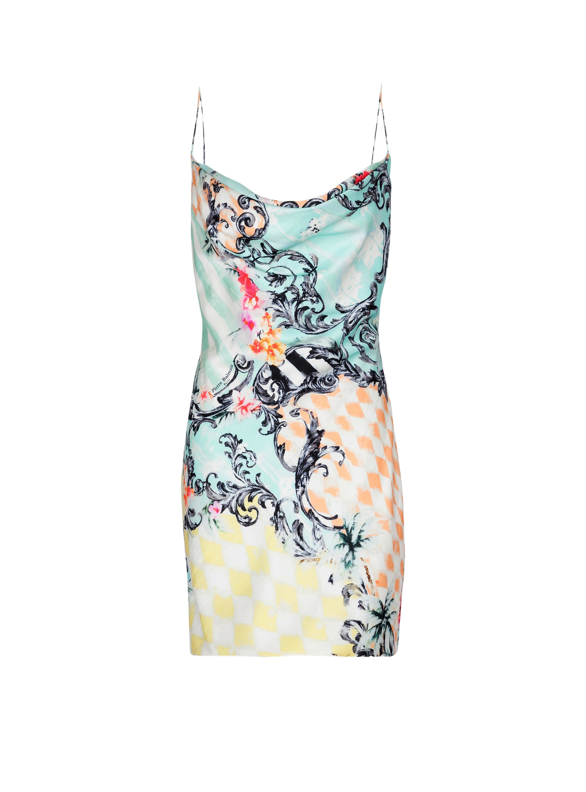Short satin slip dress - Multicolor