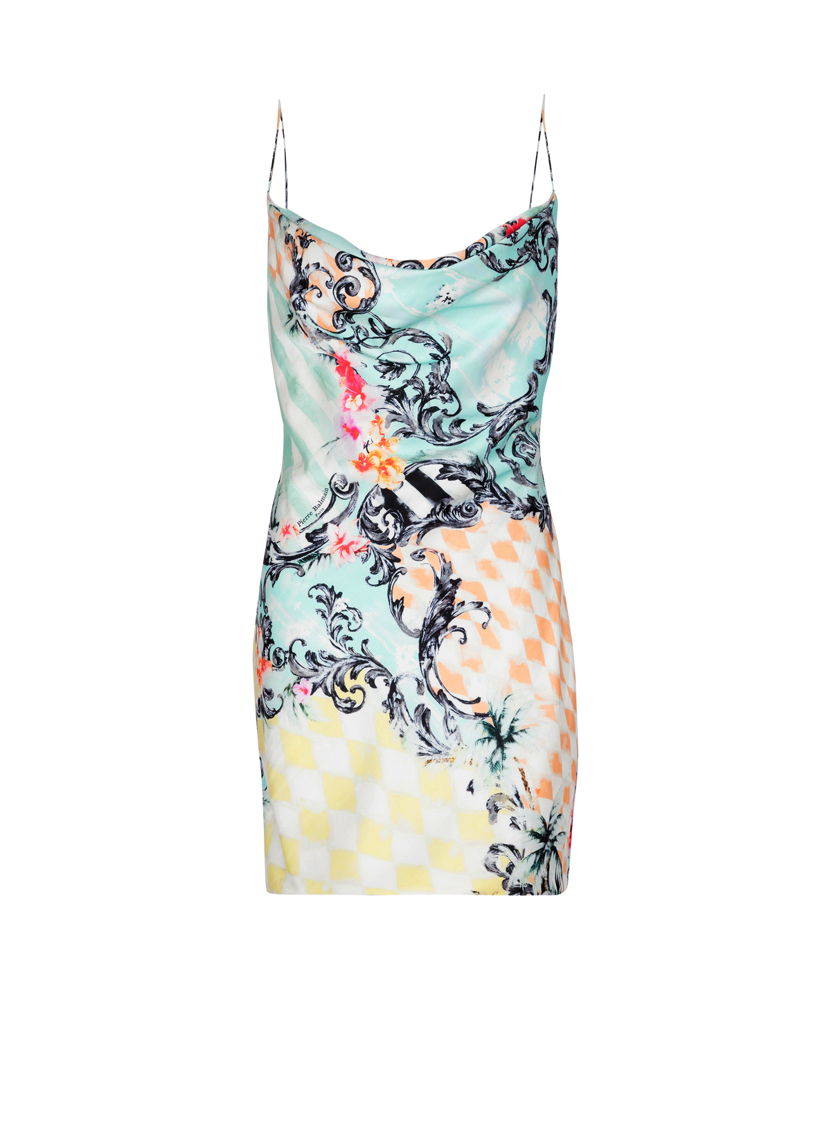 Robe nuisette en satin imprimé baroque - Multicolore