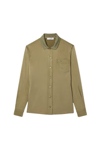 Chemise fluide ajusté à col côtelé - Kaki