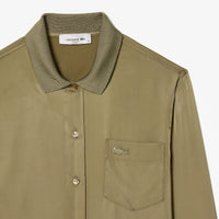 Chemise fluide ajusté à col côtelé - Kaki