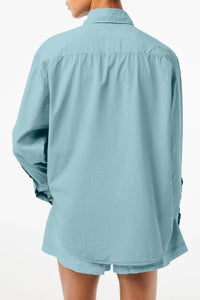 Chemise oversize avec poche - Eco Bleu