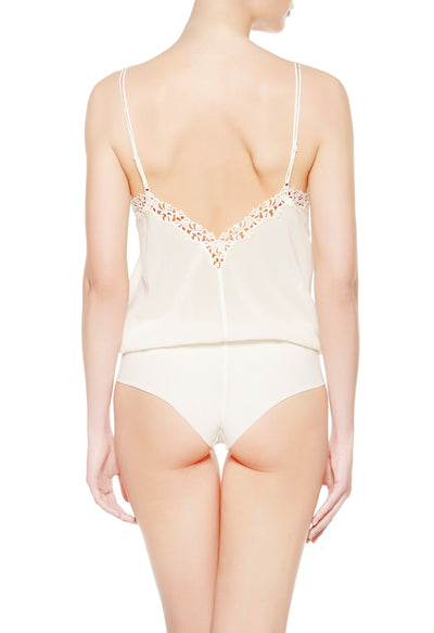 Silk Petit Macrame bodysuit - Ecru