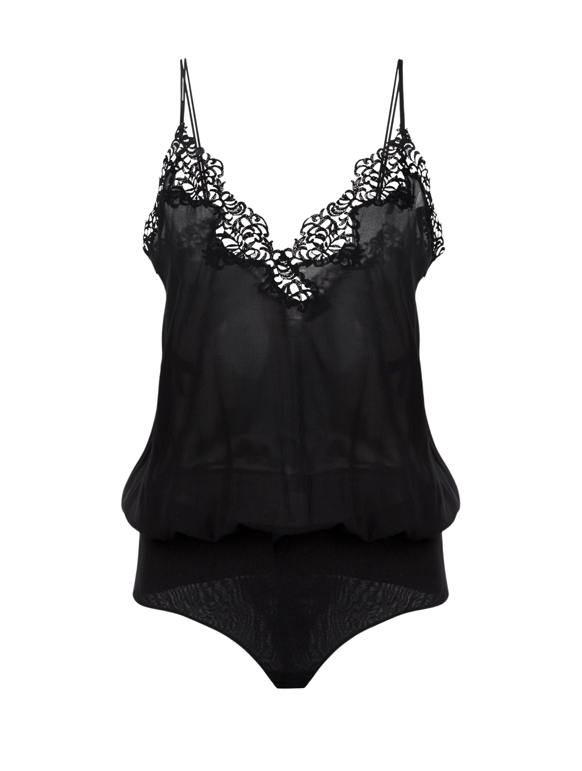 Silk Petit Macrame bodysuit - Nero