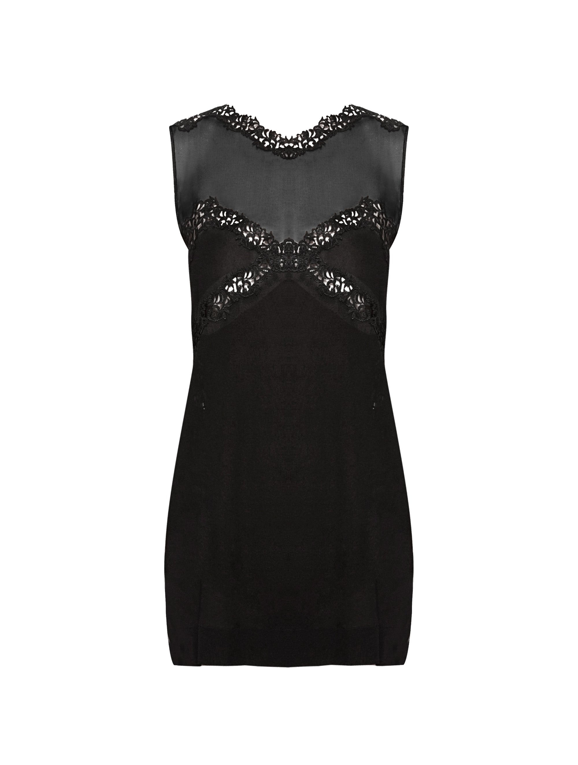 Silk Petit Macrame babydoll - Nero