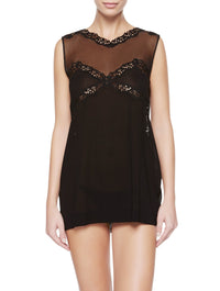 Silk Petit Macrame babydoll - Nero