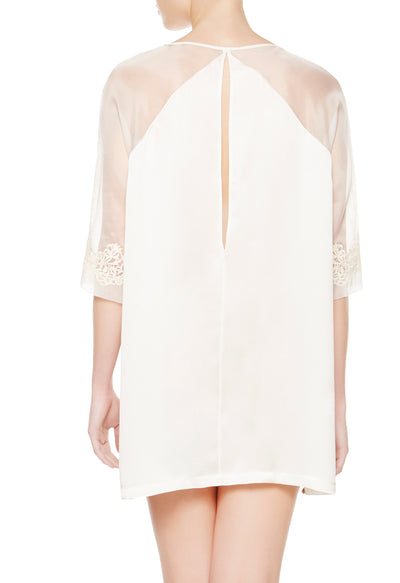 Silk Petit Macrame tunic - Ecru