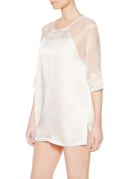 Silk Petit Macrame tunic - Ecru