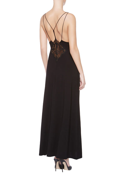 Chemise de nuit longue Petit Macrame - Nero