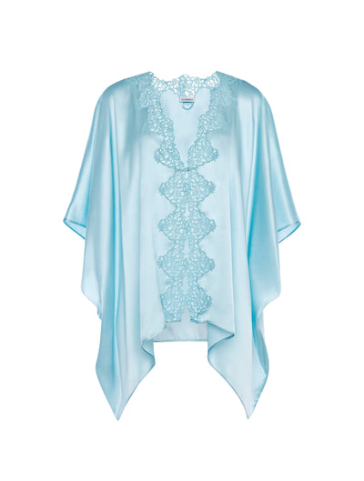 Petit Macrame ruffled tunic in silk - Azure Light