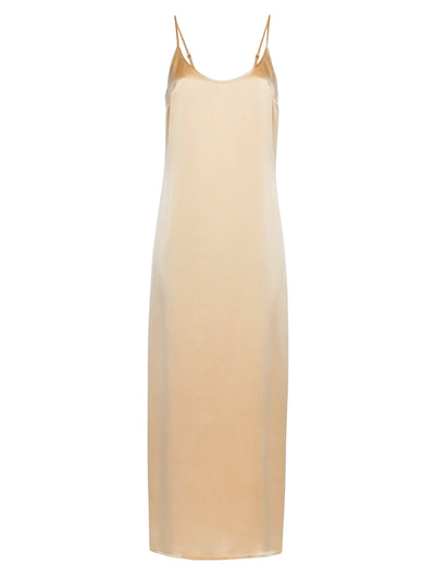 Silk long nightdress - Beige Stone