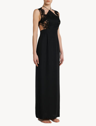 Fall In Love silk long nightdress - Black